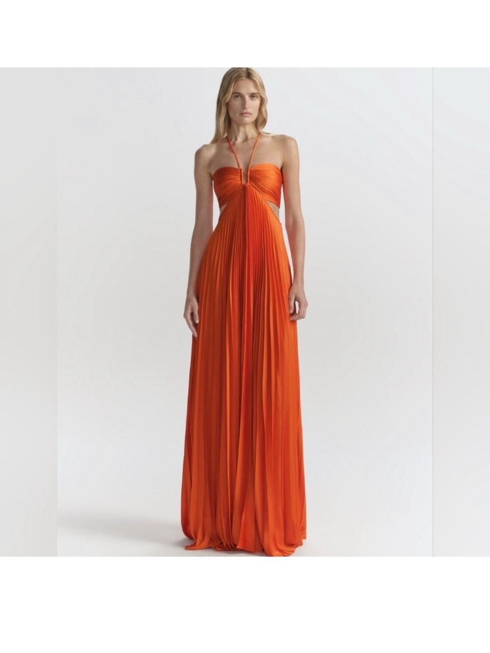 A.L.C. Moira Satin Pleated Maxi Dress